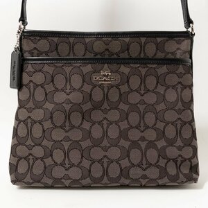 COACH コーチ H1857-F29960 シグネチャー ショルダーバッグ ブラック 黒 シルバー コットン レザー レディース 斜め掛け きれいめ bag 鞄