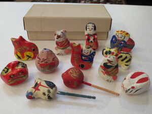 [.] Takamatsu earth doll knob doll 12 piece collection . inside fsa Kagawa prefecture . earth toy .. bride entering doll folkcraft goods .. san sea bream ... ratio .