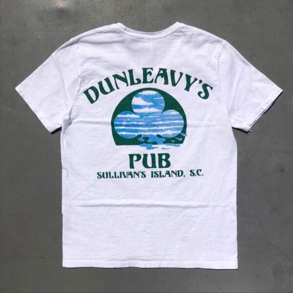 Hanes DUNLEAVY'S PUB サリバンズアイランド アイリッシュパブ系 Vネック Tシャツ Sサイズ ホワイト 白色