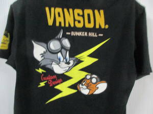 ★送料無料★バンソン トムとジェリー 刺繍 ブラック Tシャツ サイズ M　※VANSON TOM&JERRY