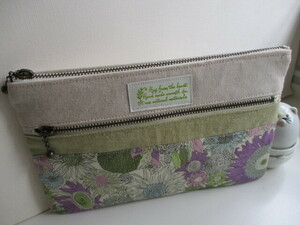  hand made : W fastener passbook pouch * Liberty + small s The nna* 5