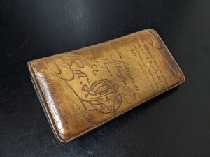  beautiful goods Berluti Berlutikali graph . leather long wallet [ebene] Anne teak brown 8641