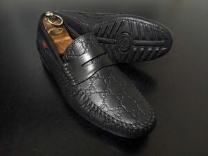 превосходный товар использование всего лишь Gucci 8 GUCCI GG монограмма driving Loafer туфли без застежки чёрный 8699