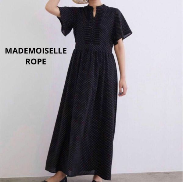 美品【MADEMOISELLE ROPE】マドモアゼルロペ　ドットタックワンピース