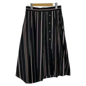 ゆうパケットOK UNTITLED アンタイトル ストライプ ロングスカート size3/ブラック レディース
