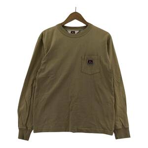 ゆうパケットOK BEN DAVIS ベンデイビス ワンポイント クルーネック 長袖Ｔシャツ sizeS/ベージュ メンズ