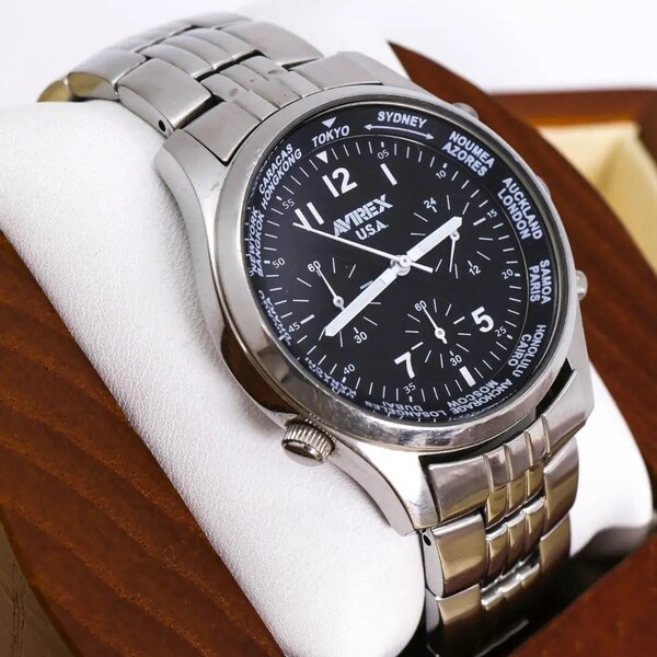 ◆稼働 AVIREX 腕時計 クロノグラフ メンズ 新品電池 AVX-737 m