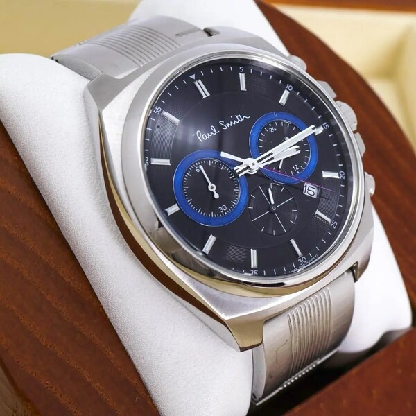 ◆稼働 Paul Smith 腕時計 クロノグラフ デイト メンズ 新品電池 u