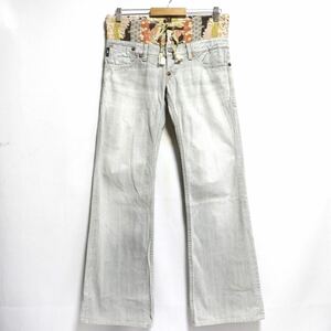 希少【yen jeans ¥ ジーンズ】和柄 切替/フレアパンツ ブーツカット デニム パンツ