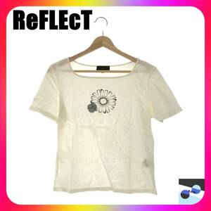 ReFLEcT リフレクト トップス プリントT Tシャツ ワンポイント 半袖 コスモス マリーゴールド レディース ホワイト 花柄 42 日本製