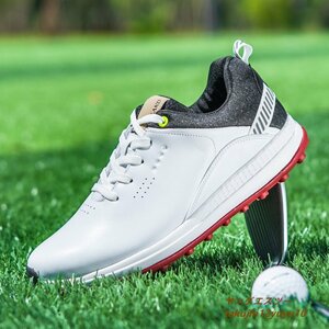  высококлассный товар туфли для гольфа новый товар спортивные туфли мужской спортивная обувь спорт обувь Fit чувство легкий широкий . водонепроницаемый . скользить выдерживающий . эластичность . белый 25.0cm