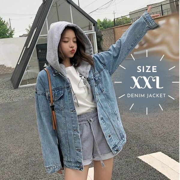 デニムジャケット XXL オーバーサイズ ゆったり 韓国 ストリート フード付