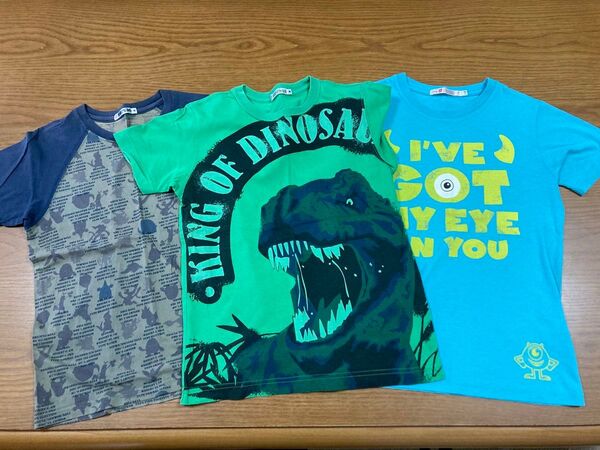 ポケモン ディズニー 恐竜 ユニクロ半袖Tシャツ140 3枚セット