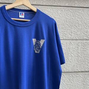 90s USA古着 青 プリントTシャツ 半袖Tシャツ RUSSELL ATHLETIC ラッセルアスレチック アメリカ古着 vintage ヴィンテージ XLサイズ