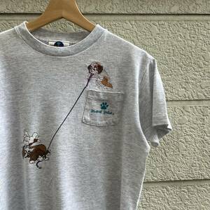 90s USA製 UNIVERSAL STUDIOS 半袖Tシャツ プリントTシャツ 刺繍 犬 ユニバーサルスタジオ アメリカ製 古着 vintage ヴィンテージ キッズ L