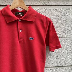 70s USA古着 IZOD LACOSTE ポロシャツ 赤 ワンポイント ワニ アイゾッド ラコステ アメリカ古着 vintage ヴィンテージ キッズ 18