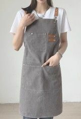 [ новый товар ] серый фартук серый уличный фартук парусина кемпинг Work Cafe толстый DIY Cafe 