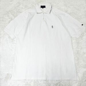 1円　極美品　パーリーゲイツ　PEARLY GATESポロシャツ ゴルフウェア 半袖 ホワイト 白 XL相当　シャツ　ワンポイント刺繍　ロゴ刺繍