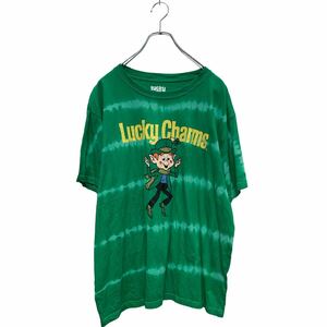 a606-5495 Lucky Charms 半袖 タイダイ プリントTシャツ XL グリーン ビッグサイズ クルーネック 古着卸 アメリカ仕入