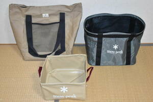 [141] used beautiful goods Snow Peak tote bag gear container set extra soft bucket 