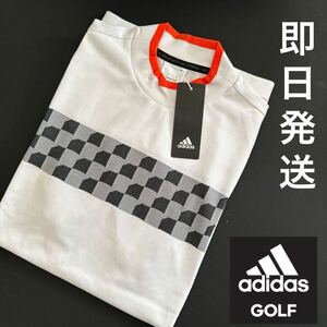 XL 即日発送/新品定価9900円-人気/adidas golf アディダス/ゴルフ/メンズ/半袖 モックネックシャツ ゴルフシャツ　父の日ギフトに◎ 白