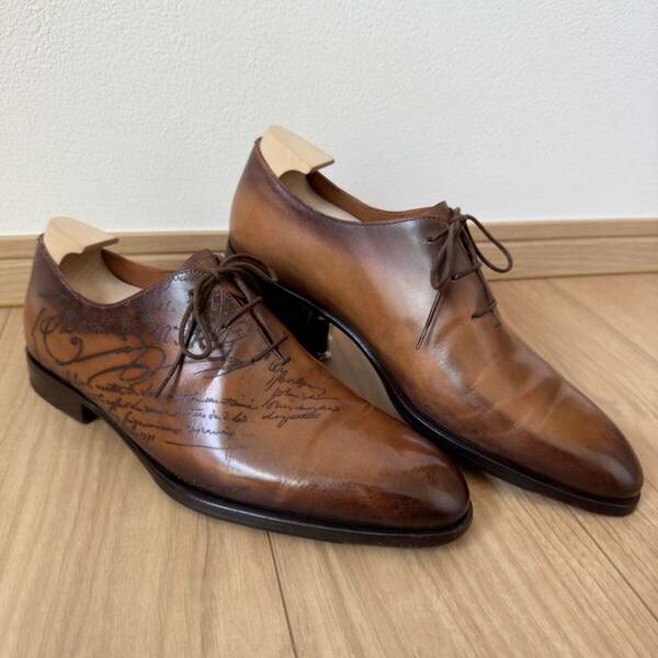 限定 定価32.5万円 ベルルッティ アレッサンドロ ガレ 120周年 カリグラフィースクリットレザー ビジネスシューズ 革靴 6.5 本物 ブラウン