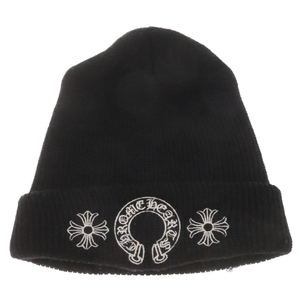 CHROME HEARTS クロムハーツ WOOL WATCH CAP ホースシュー CHプラス刺繍 ビーニーニット 帽子 キャップ ブラック