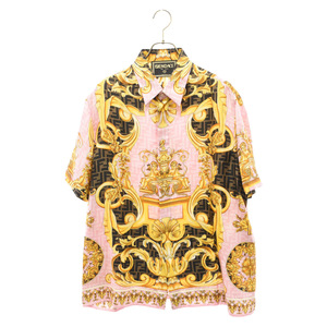 FENDI Fendi 22SS ×VERSACE Fendace Silk Shirt fender che Zucca pattern baroko print silk short sleeves shirt pink FS0795 AJN3