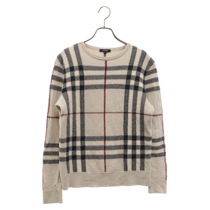 BURBERRY LONDON バーバリーロンドン ノバチェック クルーネックニットセーター ベージュ BBT01-706-41