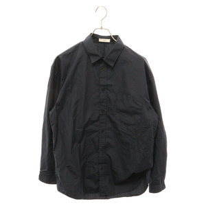 ATON エイトン SUVIN BROAD WASHED SHIRT 長袖コットンシャツ ネイビー 7093399