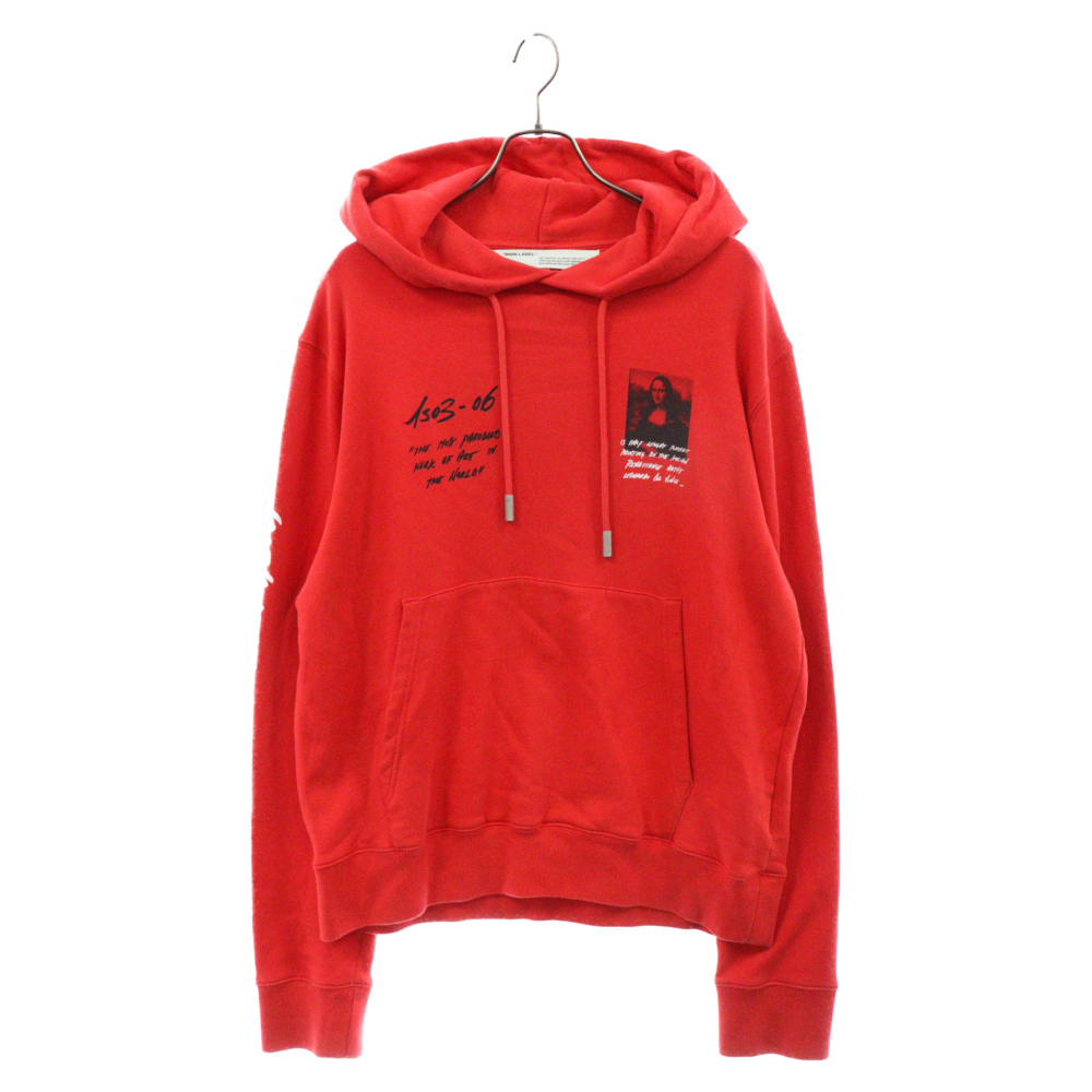 OFF-WHITE オフホワイト Monalisa Graphic Print Hoodie OMBB034S19003005 モナリザ グラフィックプリント プルオーバーパーカー レッド