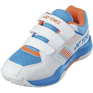 [SHBSF1JB(175) 20.0]YONEX( Yonex ) badminton shoes -stroke rider flow Junior white | Sky blue new goods unused 2024 model 