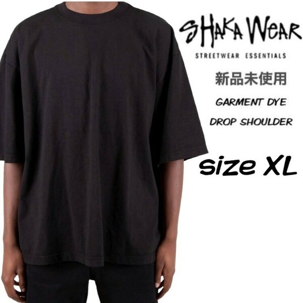 新品未使用 シャカウェア ガーメントダイ ドロップショルダー Tシャツ ブラック XLサイズ SHAKA WEAR GARMENT DYE DROP SHOULDER