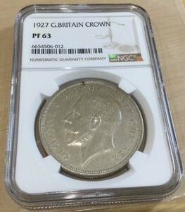 英国祭☆ジョージ5世 クラウン銀貨 1927年 NGC PF63
