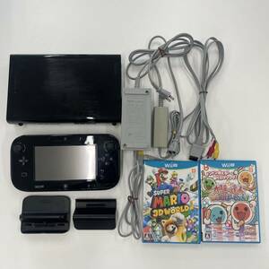 【動作品】任天堂 ニンテンドー Nintendo WiiU プレミアセット 本体 セット 32GB ブラック 初期化済 箱無 ソフト付き 2本