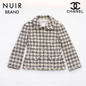 シャネル CHANEL ジャケット ツイード ココボタン ウール グレー