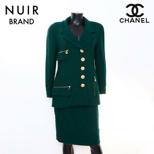 シャネル CHANEL スーツ ツイード ジャケットxスカート Size:40 グリーン