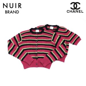 シャネル CHANEL アンサンブル ニットアンサンブル 1996年 カシミヤ ピンク×グリーン×ブラック