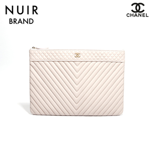  Chanel CHANEL clutch bag she Bronco ko Mark leather pink 