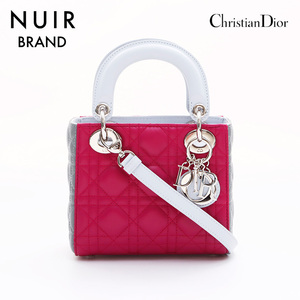 クリスチャンディオール Christian Dior ハンドバッグ レディーディオール バイカラー シルバー金具 2way ピンク ブルー