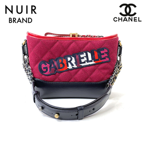 シャネル CHANEL ショルダーバッグ ガブリエル ドゥー レザー ツイード チェーンショルダー ウール レッド×ブラック