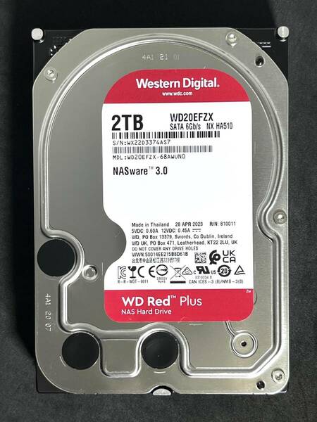 【送料無料】★ 2TB ★ WD Red Plus / WD20EFZX 【使用時間：995ｈ】 2023年製　稼働少　Western Digital RED Plus　3.5インチ内蔵HDD