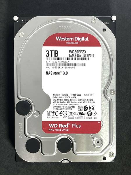 【送料無料】 ★ 3TB ★　WD Red Plus / WD30EFZX　【使用時間：5568ｈ】 2023年製　良品　3.5インチ内蔵HDD　Western Digital RED Plus