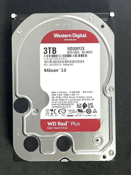 【送料無料】 ★ 3TB ★　WD Red Plus / WD30EFZX　【使用時間：5568ｈ】 2023年製　良品　3.5インチ内蔵HDD　Western Digital RED Plus　