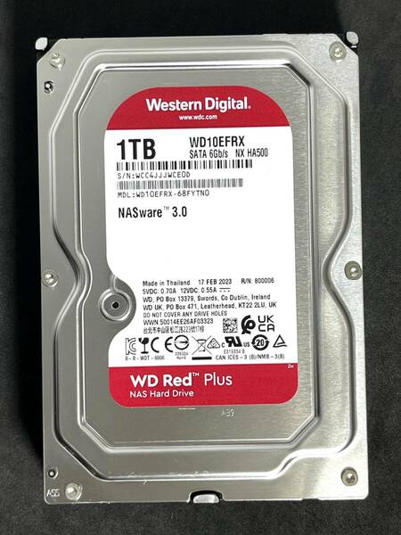 【送料無料】　★ 1TB ★　WD Red　/　WD10EFRX　【使用時間： 5566ｈ】 2023年製　良品　3.5インチ内蔵HDD　SATA Western Digital RED