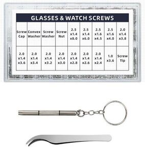 送料無料 腕時計用・裏蓋ネジセット メガネ ネジセット 修理 小ネジ 1000個入り  ピンセットとネジ ナットも付