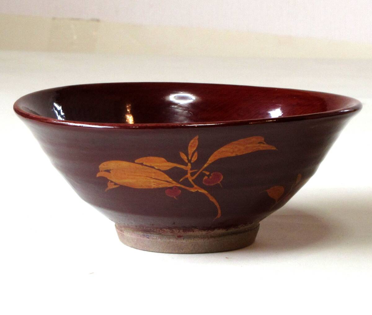 会津本郷焼 D07 陶胎漆器 会津塗 ☆陶漆☆蒔絵花生☆石楠花