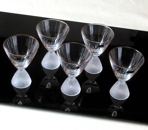 ★HOYA CRYSTAL ホヤクリスタルガラス グラス5点セット 縁金 箱付 CHS971G 現品限 生産終了品