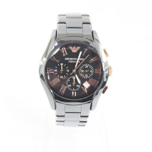 Ts502161 エンポリオ・アルマーニ 腕時計 AR-1410 セラミック 黒文字盤 メンズ Emporio Armani 中古