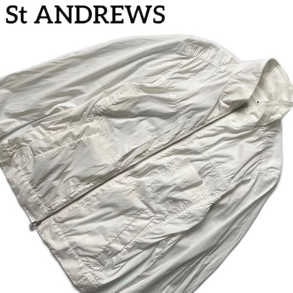 【送料無料】St ANDREWS セントアンドリュース ナイロンジャケット ゴルフ ホワイト ブルゾン ロゴ